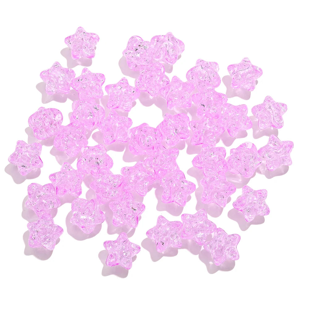50pcs 11mm Clear Acrylic Burst Beads Candy Color Star Spacer Beads DIY Handmade Beaded For Jewelry Findings Bracelet Accessories