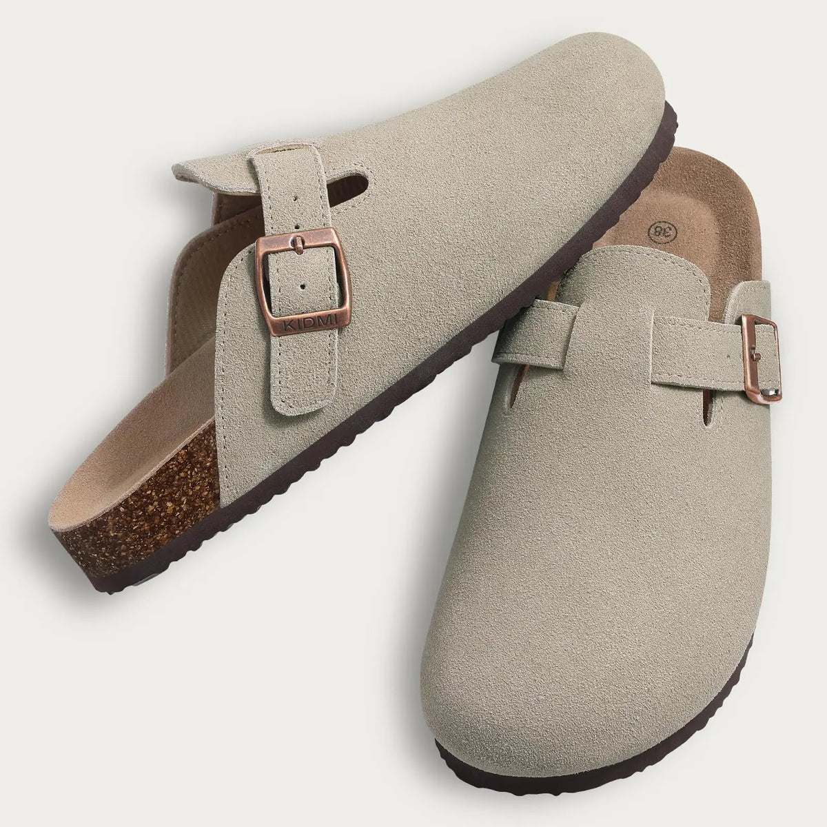 Bebealy Fashion Suede Clogs Slippers Women Clogs Slippers Cork Footbed Women Mules Nonslip Beach Sandals With Arch Support Slide