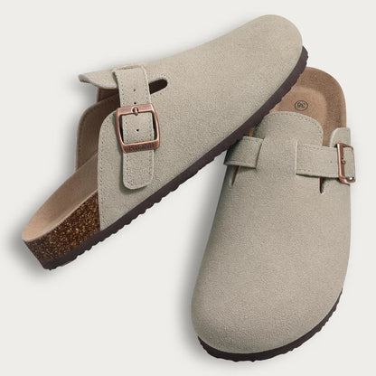 Bebealy Fashion Suede Clogs Slippers Women Clogs Slippers Cork Footbed Women Mules Nonslip Beach Sandals With Arch Support Slide