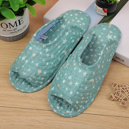 Women's indoor slippers, spring and autumn soft cotton slippers, women's retro floral home bedroom slippers