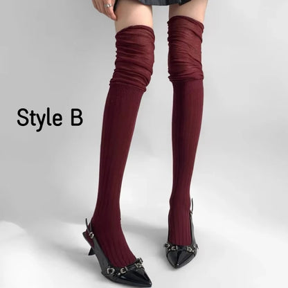 Spring Fall Knee High Stockings for Women White Vertical Stripe Long Socks Fashion Girls JK Skinny Boots Sock Japanese Style