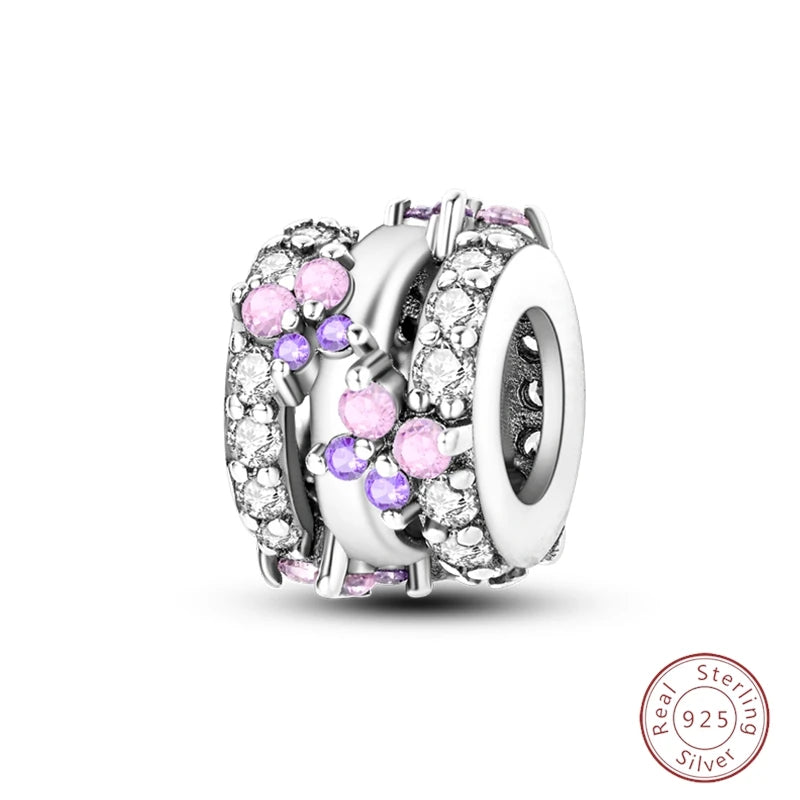 Spring Day 925 Sterling Silver Sunflower Azalea Peony Butterfly Flower Charms Beads Fit 3mm Bracelets DIY Fine Jewelry Making