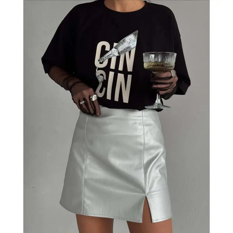 Women's Letter-Print Cotton T-Shirt