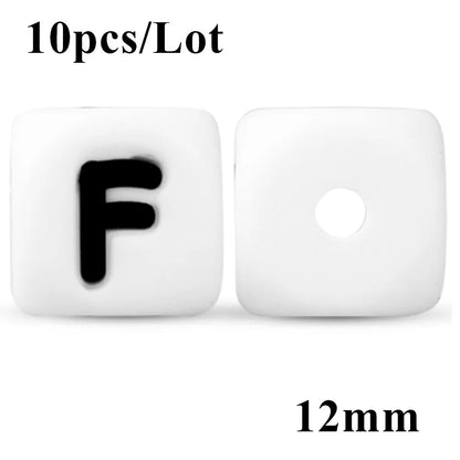 Kovict 10~50Pcs/Lot Silicone Letters Bead 12mm English Alphabet Beads For Jewelry Making DIY Personalized Name Chain Accessories