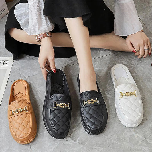 Summer New Style Women's Soft Bottom Anti-slip Versatile Outer Wear Beach Flat Bottom Lazy Person One Step Casual Half Slippers