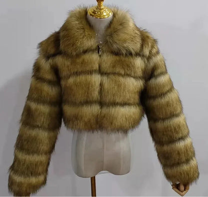 2024 Women's Faux Fur Coat Winter Women Short Warm Thick Faux Fox Fur Coat Vests Raccoon Fake Fur Coat Office Lady Warm Jacket