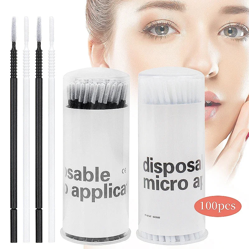 100 Pcs Disposable Handle Microbrush Mascara Wands Micro Brush Applicator Lashes Brushes Eyelash Extension Makeup Tools