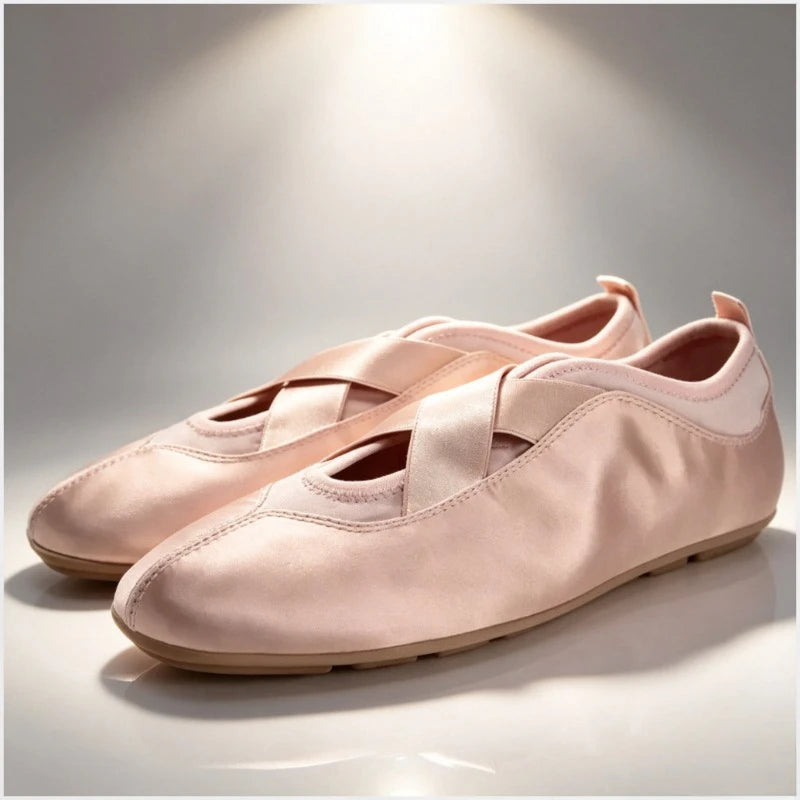 Brand Designer Women's Ballet Flats Round Toe Soft Sole Lightweight Satin 2026 Spring Sweet Dancing Mary Jane Shoes for Ladies