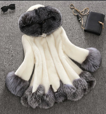 Women's Hooded Faux Fur-Trim Coat