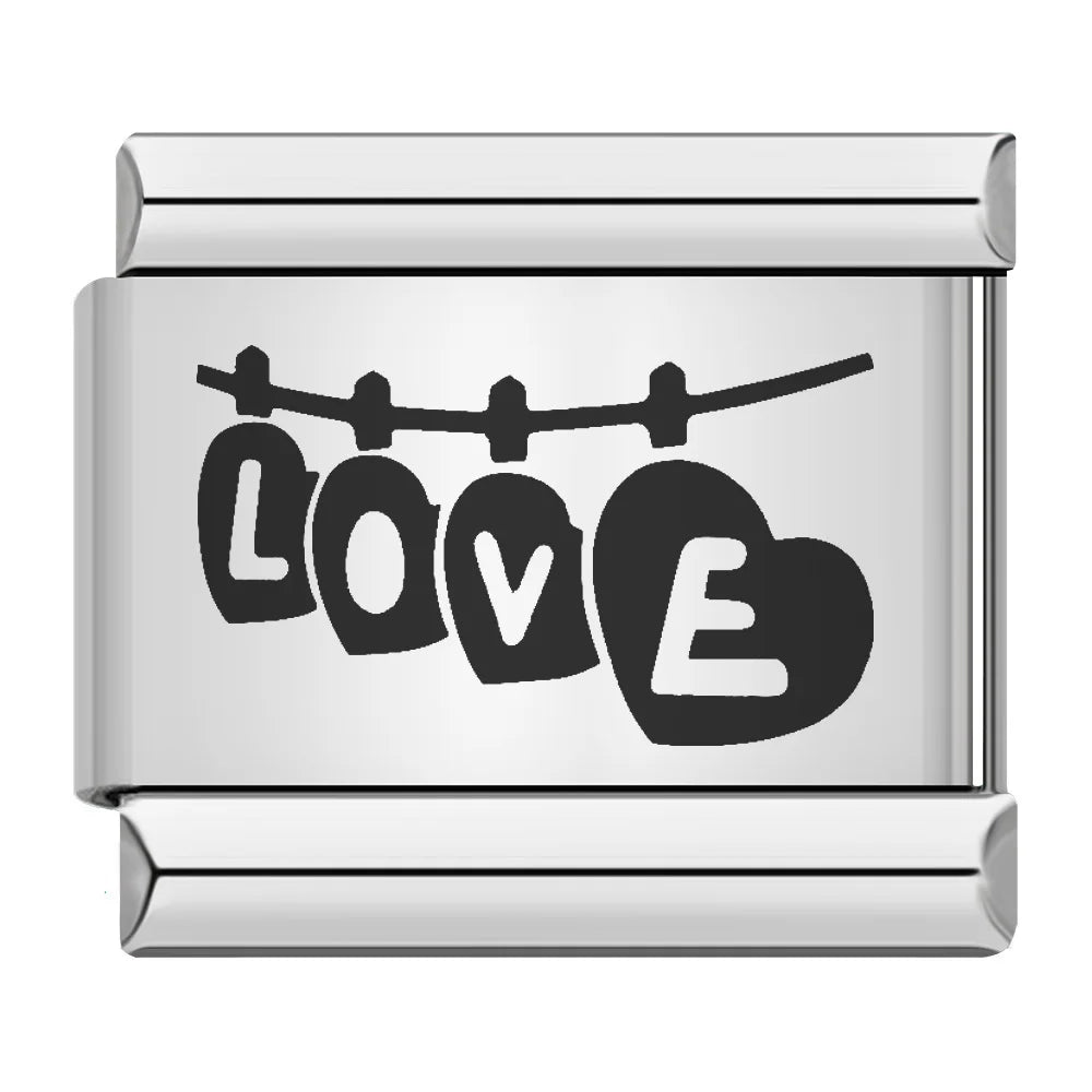 BestFriend Lovers Footprints I Love series Italian Charm Modular Links Fit 9mm Bracelets Stainless Steel Jewelry DIY Hand Making