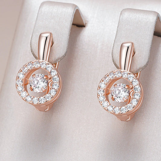 Kienl Hot 585 Rose Gold Color English Earrings for Women Fashion Swaying Natural Zircon Accessories High Quality Daily Jewelry