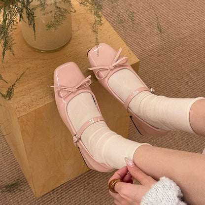 Women's Bow-Detail Mary Jane Block-Heel Shoes
