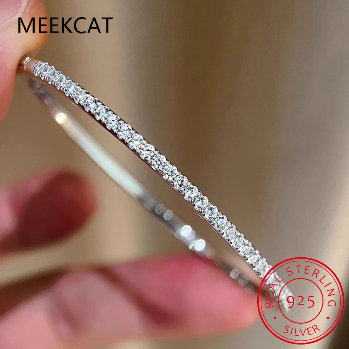2.5mm All Moissanite Tennis Bangles for Women Luxury Sparkling Bracelets Wedding Birthday Gift 925 Sterling Silver Jewelry
