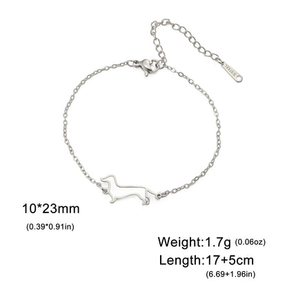 Cute Dachshund Dog Stainless Steel Bracelet for Women's Valentine's Day Commemorative Day Jewelry and Gift Wholesale