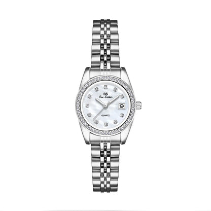 Casual Women's Watches Diamond Circular Calendar Dial Quartz Watch Waterproof Gold Silver Stainless Steel Strap Lady Wristwatch