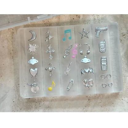 Music Phone Stars Nail Mold Sweet Cool Punk 3D Silicone Mold Plate Templates For Nails Charms Crafts Transparent Mold Decor