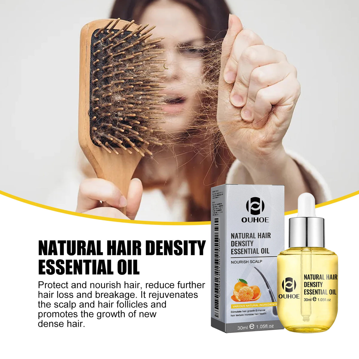 Ouhoe Hair Care Oil for Thinning Hair Scalp Treatment Serum to Strengthen Roots and Repair Damaged Hair 30ml Natural Formula