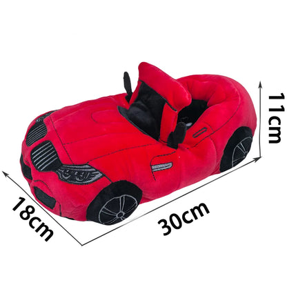 10 COLORS Vehicle Shape Plush Slippers Women Men Cartoon Car Warm Soft House Shoes Birthday Party Indoor Slipper