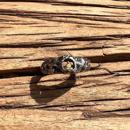 Handmade Buddha Ring Adjustable Size for Men Women Retro Grotto Rock Texture Buddhist Jewelry Hand Forged Spiritual Healing Gift