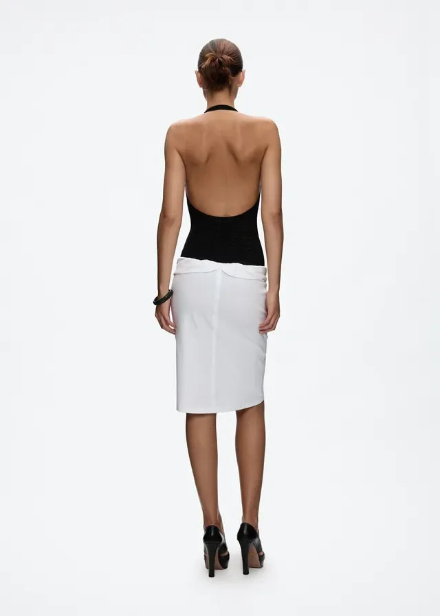 Tank Low-Waist Fold-Over Twist-Knot Bodycon Skirt, Stretchy Knit Mid-Length Skirt, Sexy Straight Mid-Length Skirt, Cuffed Waist Twist-Knot Mid-Length Skirt, Low-Waist Straight Skirt, Casual Sexy Skirt