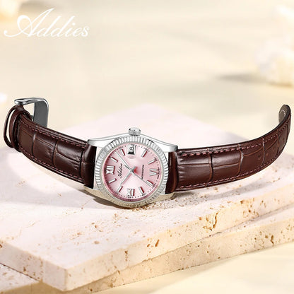 Addies New Ladies Quartz Watch 28mm Sapphire Mirror Women's Watches Elegant Fashion Stainless Steel Waterproof Luminous Watches
