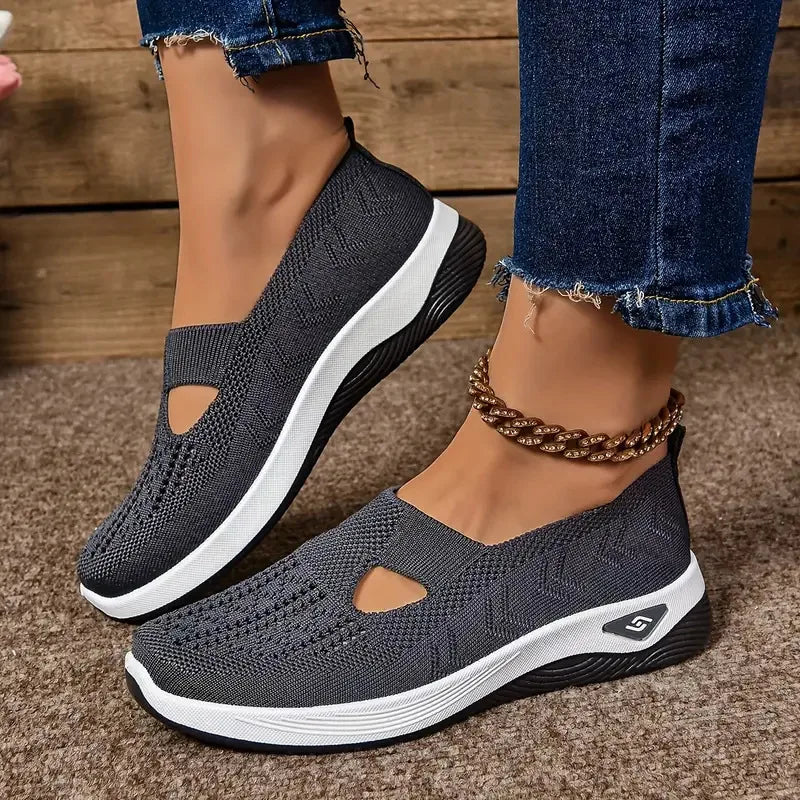 Spring Breathable Mesh Flats Shoes for Women Comfortable Slip on Casual Shoes Woman Lightweight Soft Bottom Loafers Plus Size 43