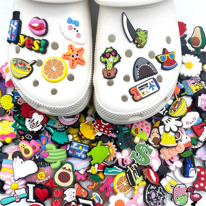 30-200PCS Random Mixed Shoe Charms For Slides Clogs Sandals,PVC Shoe Decorations Accessories Buckle For Christmas Birthday Gifts