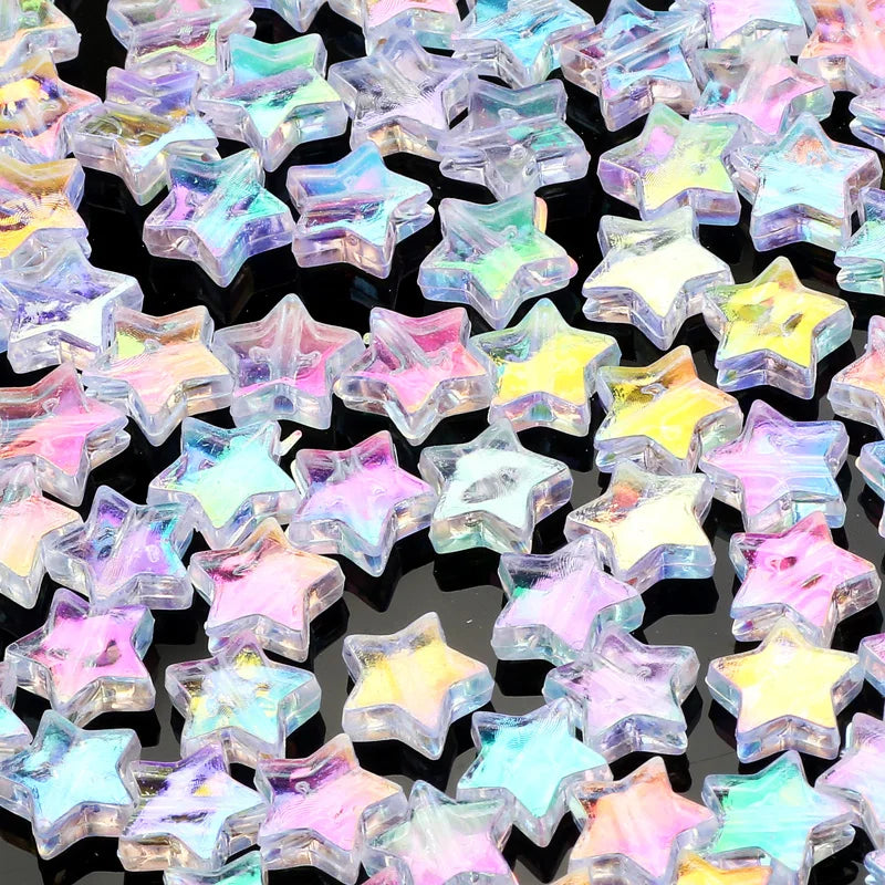 50pcs Transparent AB Color Five-pointed Star Acrylic Beads Loose Spacer Beads for Jewelry Making DIY Craft