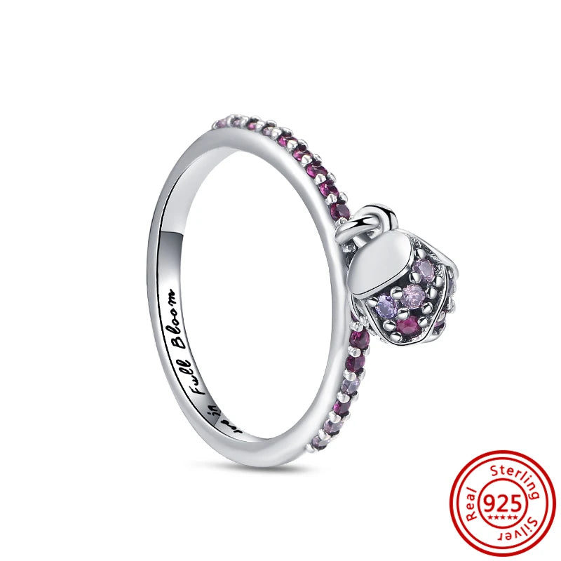 New 925 Sterling Silver Shiny Classic Square Crown Heart-shaped Ring Exquisite Luxury Charm Jewelry Holiday Surprise Gifts