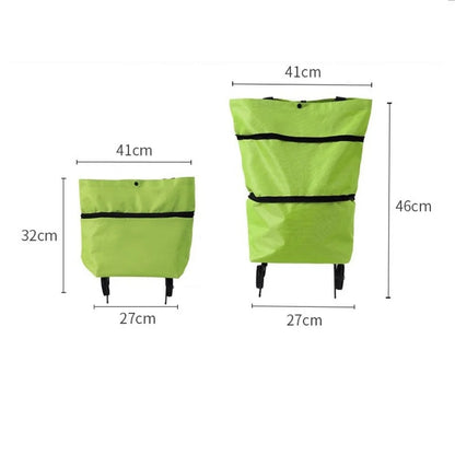 2-in-1 Foldable Portable Rolling Handbag Shopping Cart with Waterproof Feature Shopping Bag Trolley and Wheels for Easy Shopping
