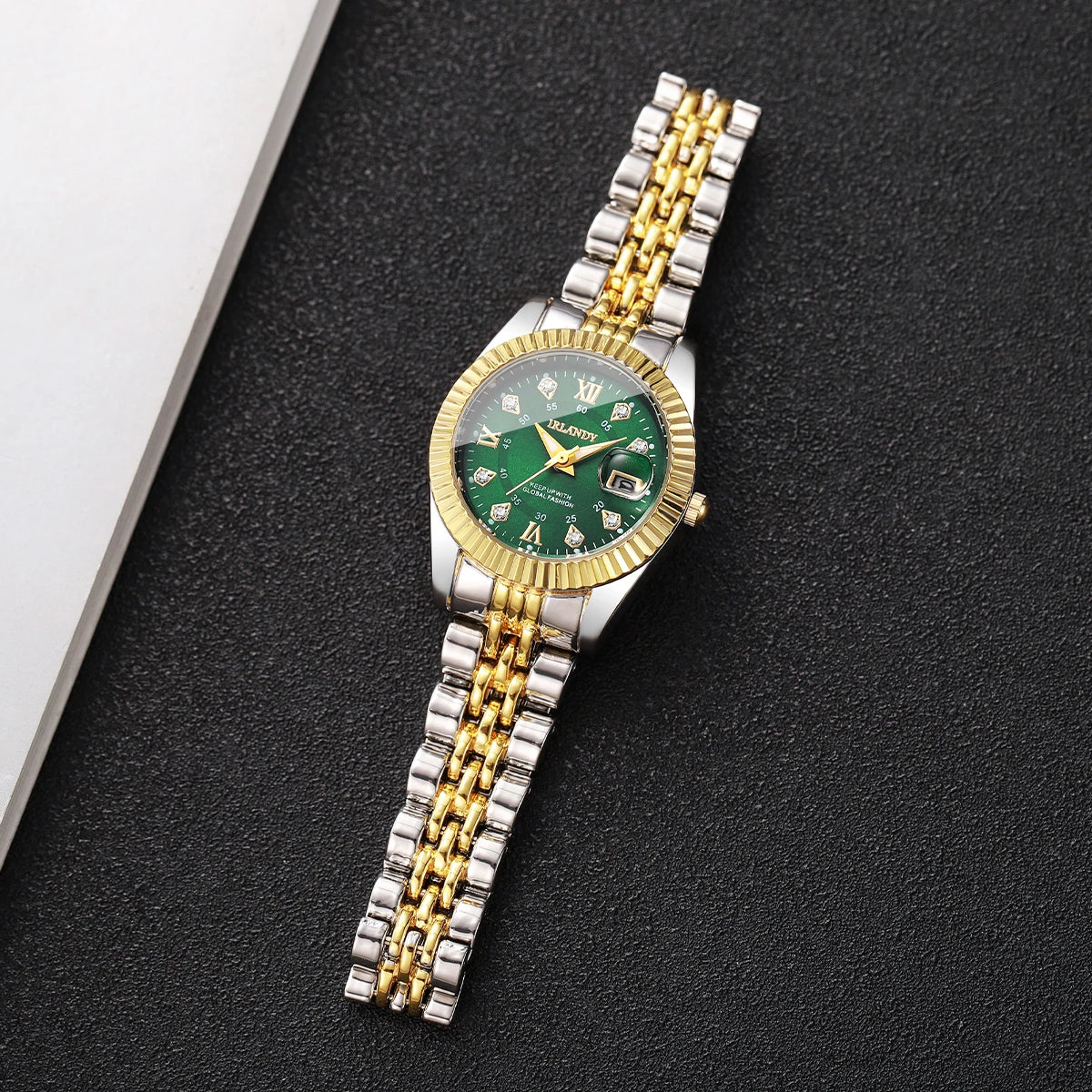 Luxury Rhinestone Women Quartz Wristwatch Stainless Steel Band Date Display Watches Reloj Mujer Girls Clock  (Without Box)