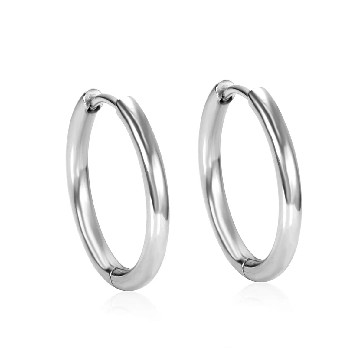 LUXUSTEEL Simple Rectangle U-Shaped Round Cirlcle Hoop Earrings For Women 12/14/16MM Anti-allergy Earrings