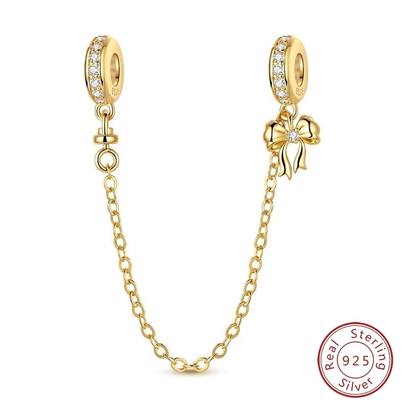 Hot Sales 925 Sterling Silver Golden Series Charms Leopard Little Bear Starfish Bow Bead Fit Original Bracelet DIY Women Jewelry