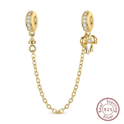 Hot Sales 925 Sterling Silver Golden Series Charms Leopard Little Bear Starfish Bow Bead Fit Original Bracelet DIY Women Jewelry