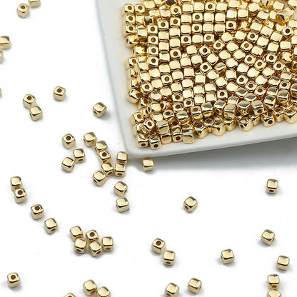 100-400pcs Gold Color Beads 4mm 6mm CCB Cube Crown Heart Pendant Star Spacer Loose Beads for Love Jewelry Making Bracelets DIY S