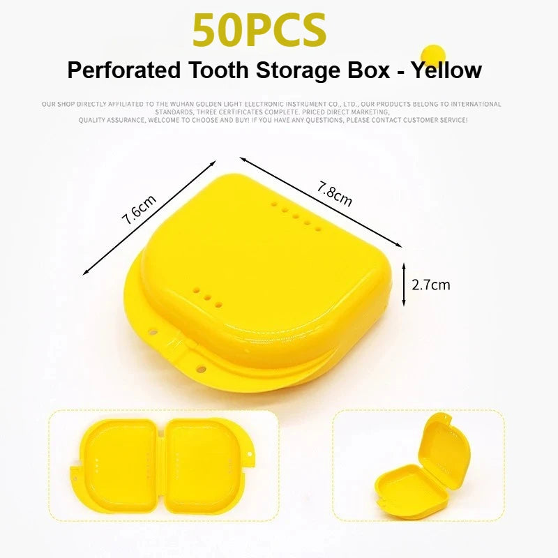 50PCS Denture Storage Box Denture Placement Device with Breathable Holes Orthodontic Prosthesis Teeth Boxes Dental Retainer