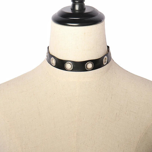 Goth Round Choker Necklaces Collar Black Pu Leather Gothic Accessories Woman Punk Chocker Cosplay Jewelry