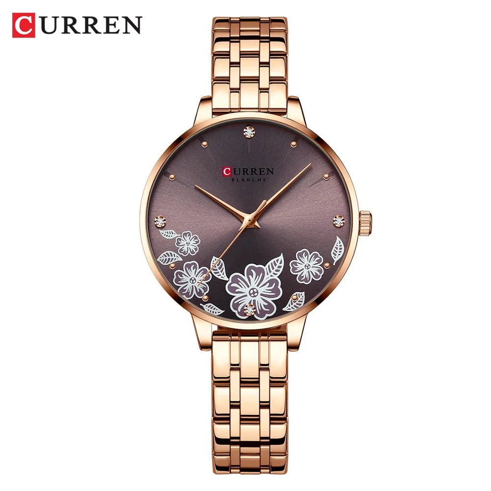 CURREN 9068 Fashion Women Watches Stainless Steel Strap Ultra Thin Quartz Watch Woman Romantic Clock Women Watches Montre Femme