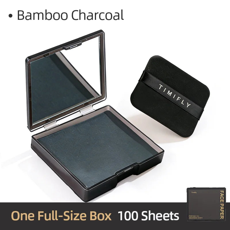 100Pcs Oil Blotting Paper Matting Face Oil Control Wipes Facial Oil Absorbing Sheet Portable Refillable Facial Blotter with Case