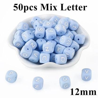 Kovict 10~50Pcs/Lot Silicone Letters Bead 12mm English Alphabet Beads For Jewelry Making DIY Personalized Name Chain Accessories