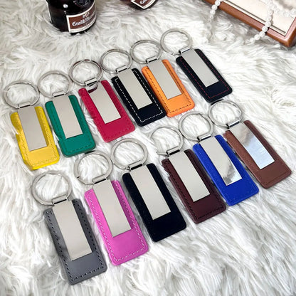 Hot Custom Logo Metal Stainless Steel for Car Moto Keychain Men and Women Keyring Leather Engraved Engraving Key Chain Gift