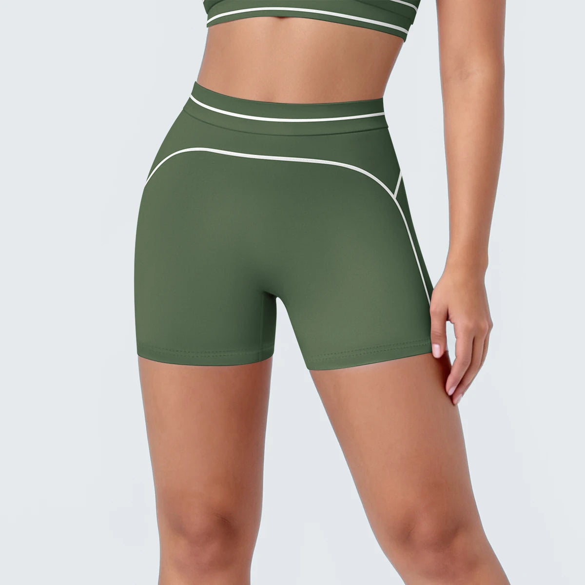 High Waist Stripe Fitness Yoga Shorts for Woman's Quick-Dry Breathable Hip-lifting Summer Gym Running Color Blocking Yoga Shorts