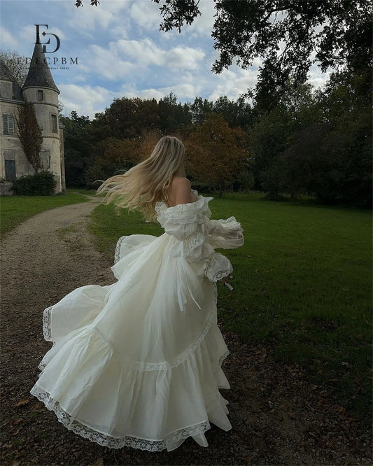 ED A-line Luxurious Evening Dresses for Special Occasions Lace Women's Evening Dress Customized Off the Shoulders Lolita