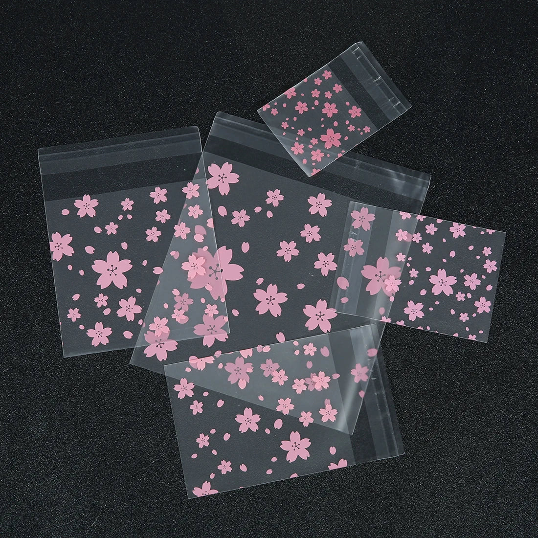 100pcs/lot Sakura Transparent Self Sealing Bag Pink Flower Pattern Plastic Bag Candy Cookie Storage Bag Jewelry Packaging Bag