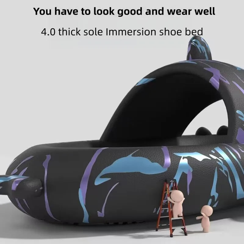 Couples Shark Slippers Women Cartoon Sandals Fashion Men Flip Flops Indoors Bathroom Cute Summer Outdoor Beach Slides Shoes