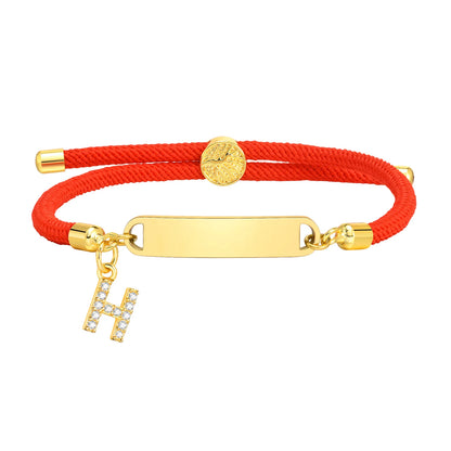 Custom Initial Letter Name Bracelet for Little Girl Boy, Personalised Birththday Gift, Red Thread Rope Bracelet Adjustable