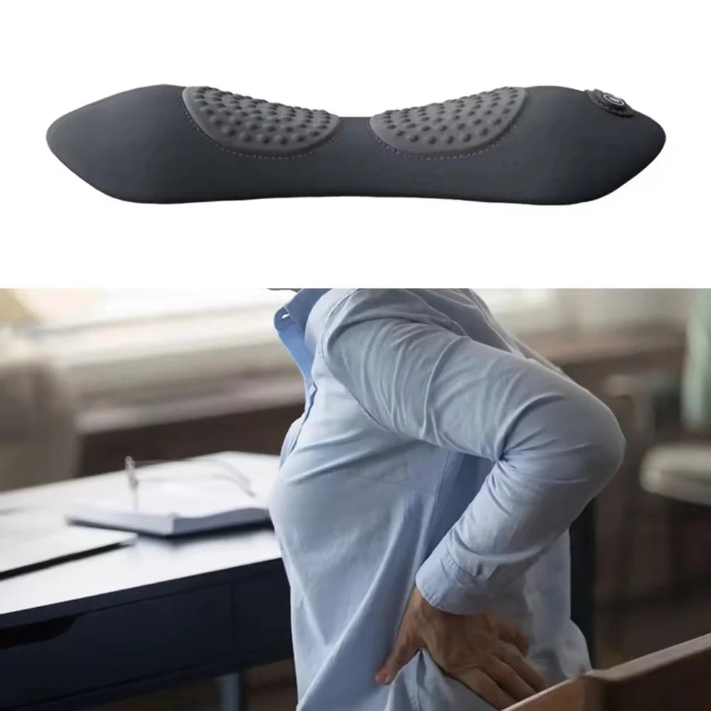 3 in 1 Electric Lumbar Support Pillow with Adjustable Height Lying Flat Waist Relief Waist Support Waist Pillow Heating Vibratin