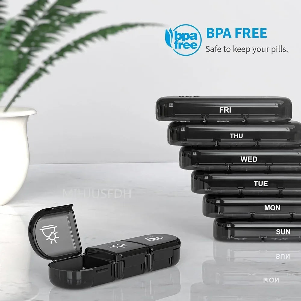 7 Day Weekly Pill Organizer 21 Grids 3 Times Daily Portable Travel Large Compartment Pill Box for Medicine Vitamin Fish Oil