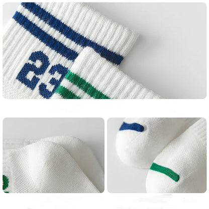 5 Pairs of Children's Socks, Thin Breathable Mesh Socks for Summer, Fashionable Sports Socks for Spring and Autumn, Student Sock