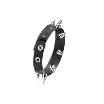 80s Black Round Square Gothic Spike Bracelet Punk Rock Bracelet Studded Faux Leather Bracelet for Men Women